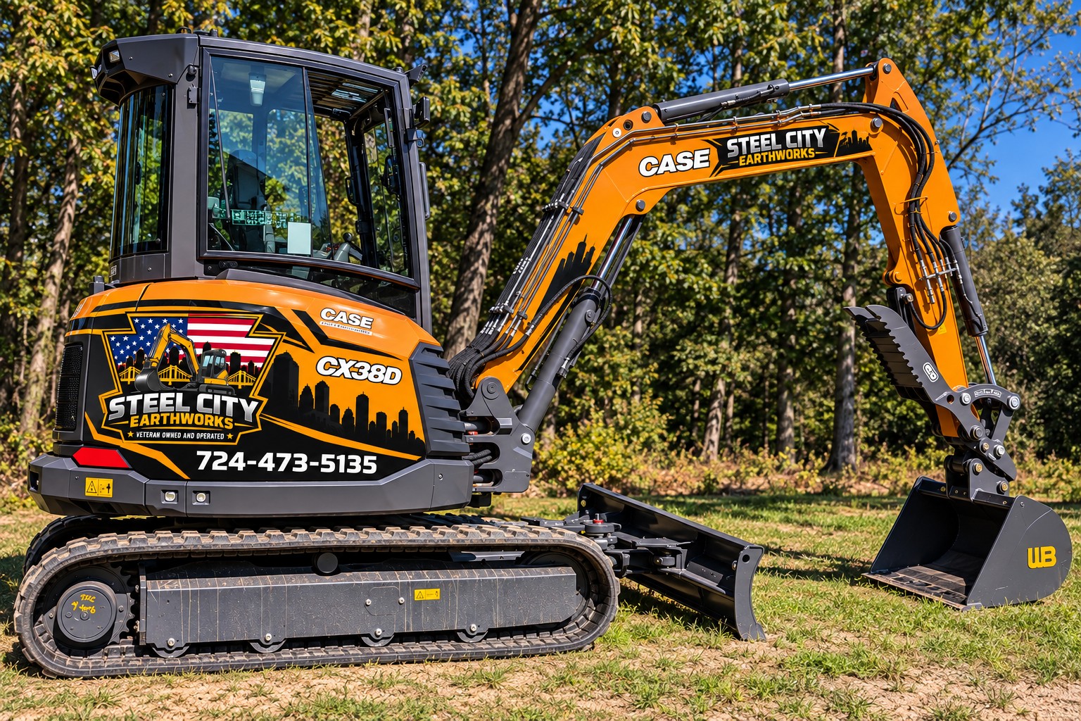 Case CX38D mini excavator used by Steel City Earthworks
