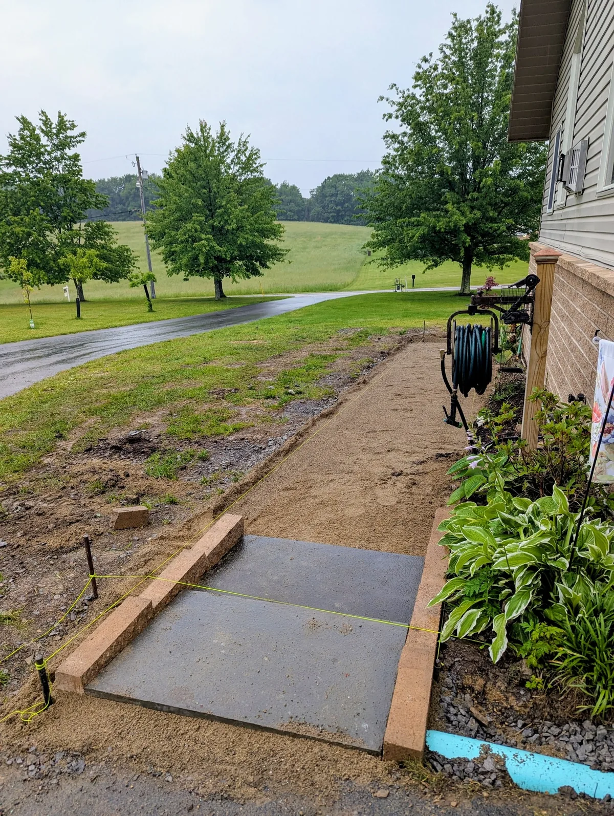Prepared and leveled base for a small pad project